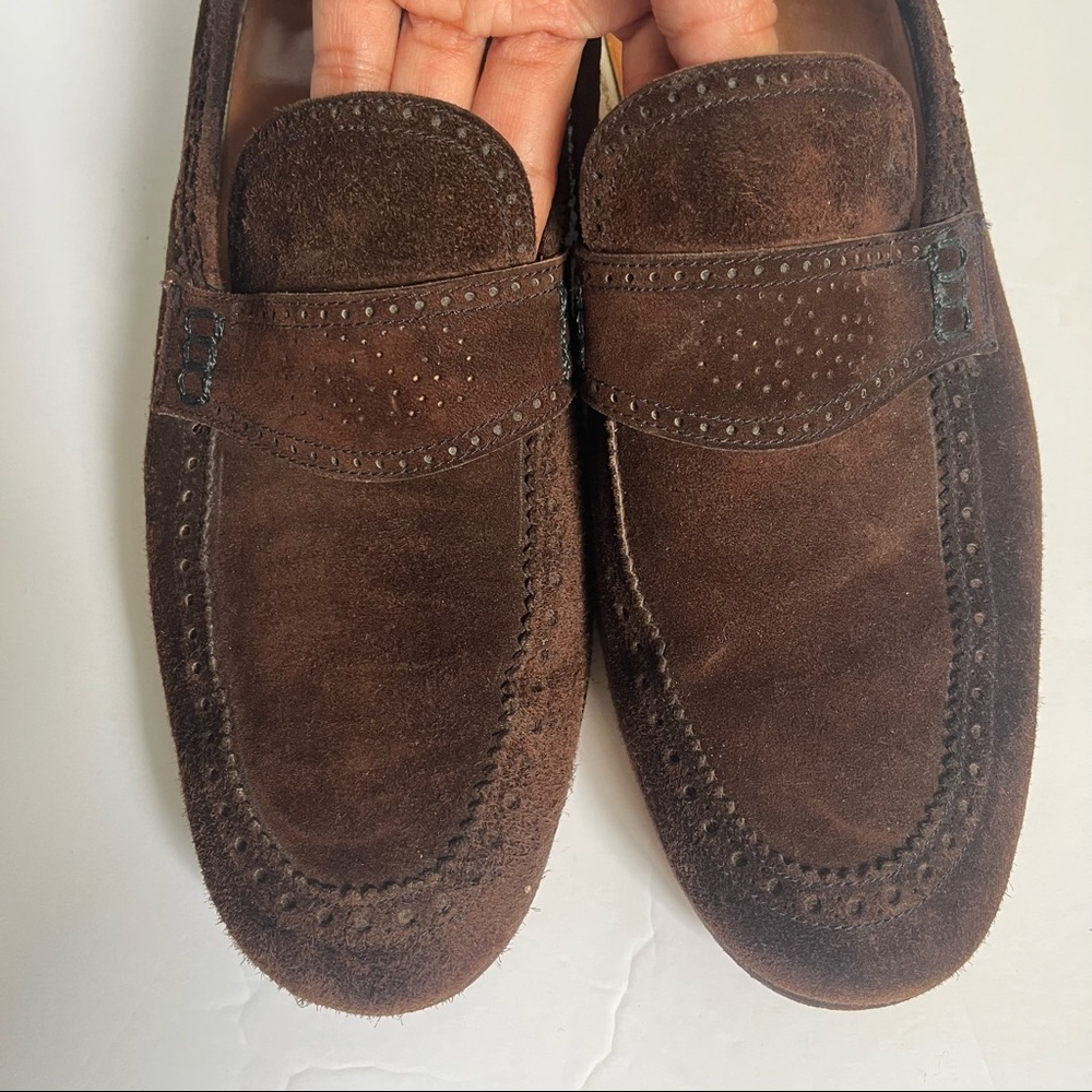 Vintage Yves Saint Laurent Brown Suede Leather Men’s Loafers YSL 9 - Picture 3 of 12
